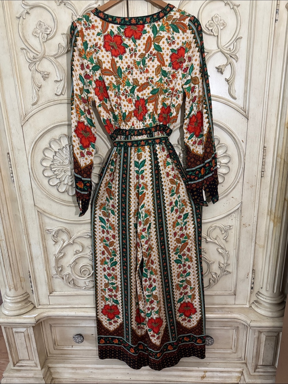 Farm Rio x New Anthropologie Cotton Boho Floral Jumpsuit Long Sleeve S-S - Picture 11 of 16